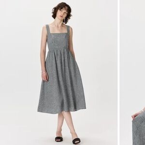 Quince Monochrome Checkered Midi Dress